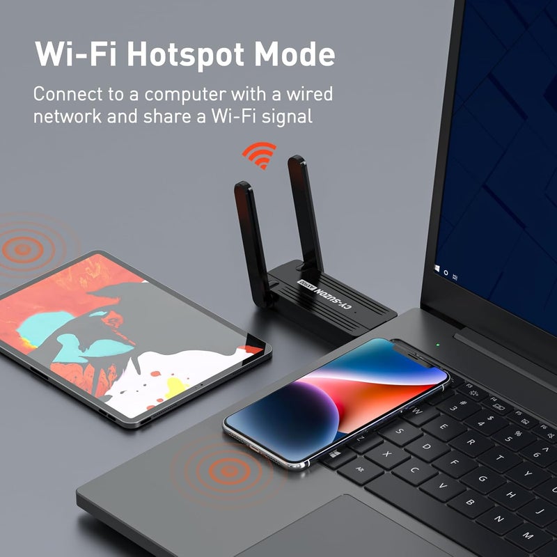 CY-SUZON WiFi Adapter for Desktop PC, AX900 USB WiFi 6 Adapter with 5GHz/2.4GHz Dual Band, OFDMA, MU-MIMO, WPA3,Bulit-in Driver for Windows 10/11 - Image 2